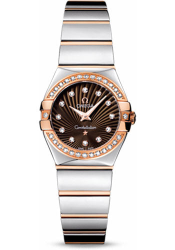 Omega Constellation 123.25.24.60.63.002 Ladies Polished Quartz 24mm Polished Steel And Red Gold Case - Diamond Bezel - Brown Diamond Dial - Steel And Red Gold Bracelet Main image