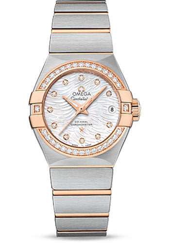Omega Constellation 123.25.27.20.55.006 Co-Axial 27mm Steel Case - Diamond-Set 18K Red Gold Bezel - Mother-Of-Pearl Diamond Dial