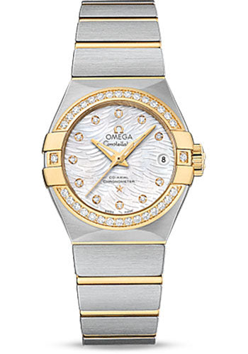 Omega Constellation 123.25.27.20.55.007 Co-Axial 27mm Steel Case - Diamond-Set Yellow Gold Bezel - Mother-Of-Pearl Dial