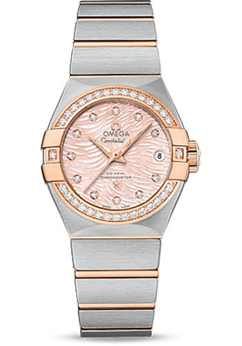 Omega Constellation 123.25.27.20.57.004 Co-Axial 27mm 27.0mm Steel Case - Red Gold Diamond Bezel - Pink Mother-Of-Pearl Diamond Dial