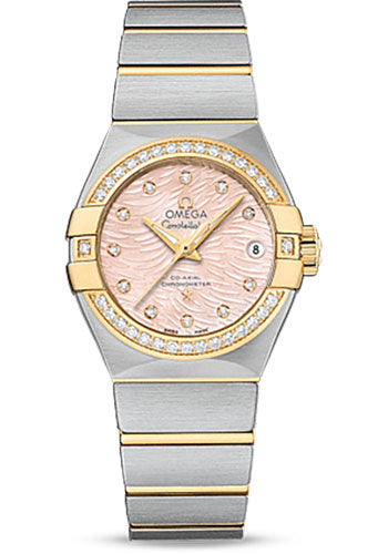 Omega Constellation 123.25.27.20.57.005 Co-Axial 27mm Steel Case - Diamond-Set Yellow Gold Bezel - Pink Mother-Of-Pearl Dial