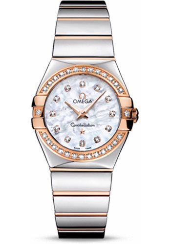 Omega Constellation 123.25.27.60.55.005 Ladies Polished Quartz 27mm Polished Steel And Red Gold Case - Diamond Bezel - Mother-Of-Pearl Diamond Dial - Steel And Red Gold Bracelet