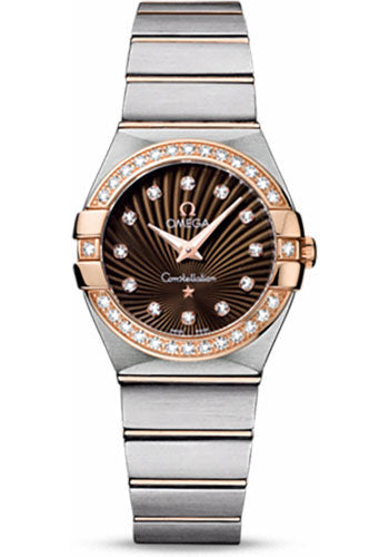 Omega Constellation 123.25.27.60.63.001 Ladies Quartz 27mm Brushed Steel And Red Gold Case - Diamond Bezel - Brown Diamond Dial Main image