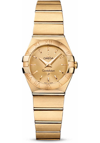 Omega Constellation 123.50.24.60.08.001 Ladies Quartz 24mm Brushed Yellow Gold Case - Champagne Dial