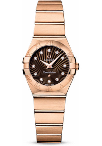 Omega Constellation 123.50.24.60.63.001 Ladies Quartz 24mm Brushed Red Gold Case - Brown Diamond Dial