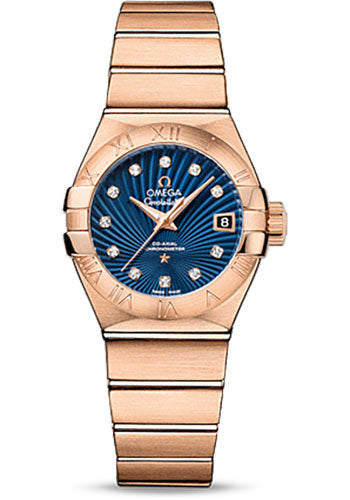 Omega Constellation 123.50.27.20.53.001 Co-Axial 27mm Brushed Red Gold Case - Blue Supernova Diamond Dial Main image