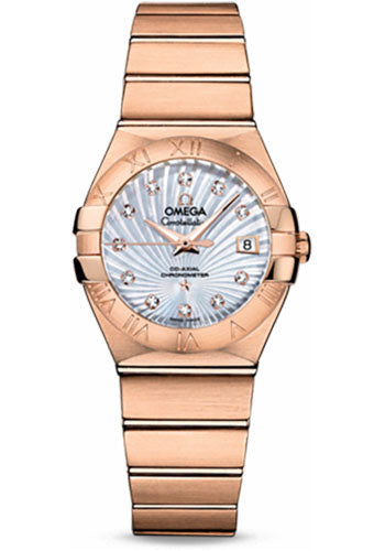 Omega Constellation 123.50.27.20.55.001 Ladies Chronometer 27mm Brushed Red Gold Case - Mother-Of-Pearl Supernova Diamond Dial Main image