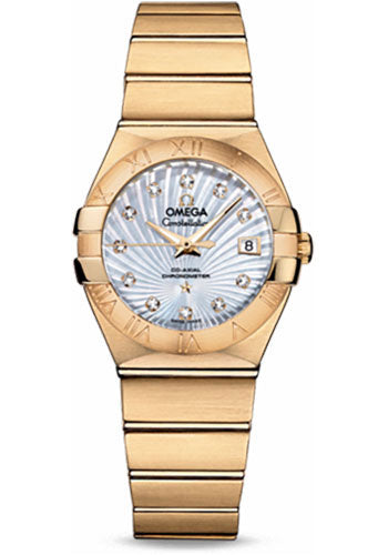 Omega Constellation 123.50.27.20.55.002 Ladies Chronometer 27mm Brushed Yellow Gold Case - Mother-Of-Pearl Supernova Diamond Dial