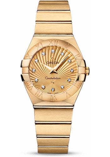 Omega Constellation 123.50.27.60.58.001 Ladies Quartz 27mm Brushed Yellow Gold Case - Champagne Diamond Dial Main image