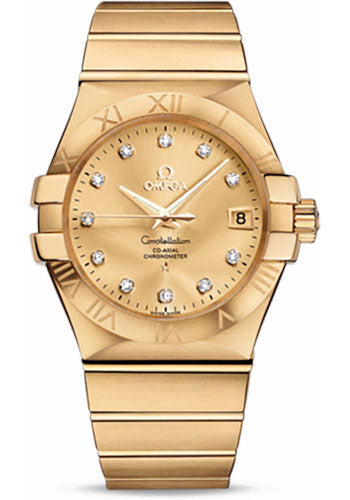 Omega Constellation 123.50.35.20.58.001 Gents Chronometer 35mm Brushed Yellow Gold Case - Champagne Diamond Dial