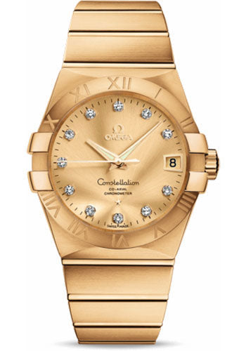 Omega Constellation 123.50.38.21.58.001 Gents Chronometer 38mm Brushed Yellow Gold Case - Champagne Diamond Dial