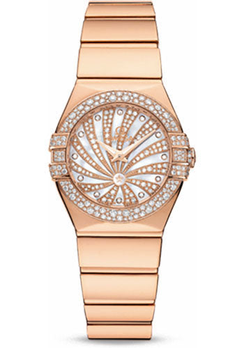 Omega Constellation 123.55.24.60.55.013 Ladies Luxury Edition 24mm Red Gold Case - Snow-Set Diamond Bezel - Mother-Of-Pearl Diamond Dial Main image