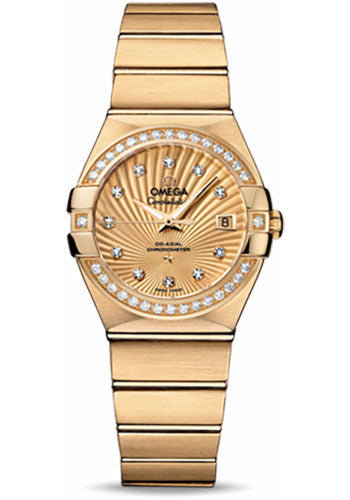 Omega Constellation 123.55.27.20.58.001 Ladies Chronometer 27mm Brushed Yellow Gold Case - Diamond Bezel - Champagne Supernova Diamond Dial Main image