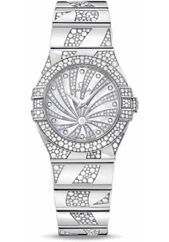 Omega Constellation 123.55.27.60.55.012 Ladies Luxury Edition 27mm White Gold Case - Snow-Set Diamond Bezel - Mother-Of-Pearl Diamond Dial