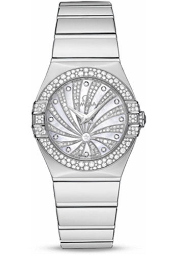 Omega Constellation 123.55.27.60.55.014 Ladies Luxury Edition 27mm White Gold Case - Snow-Set Diamond Bezel - Mother-Of-Pearl Diamond Dial
