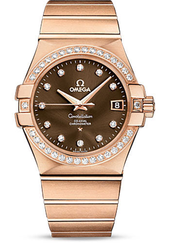 Omega Constellation 123.55.35.20.63.001 Co-Axial 35mm Red Gold Case - Diamond-Set Red Gold Bezel - Brown Diamond Dial