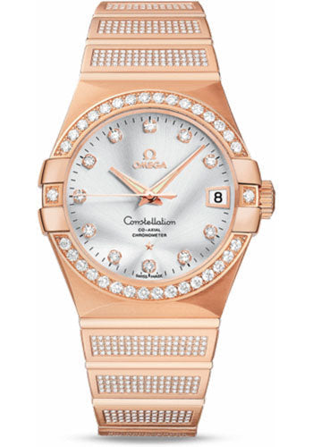 Omega Constellation 123.55.38.21.52.005 Jewellery Luxury Edition Chronometer 38mm Brushed Red Gold Case - Diamond Bezel - Silver Diamond Dial