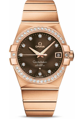 Omega Constellation 123.55.38.21.63.001 Gents Chronometer 38mm Brushed Red Gold Case - Diamond Bezel - Brown Diamond Dial Main image