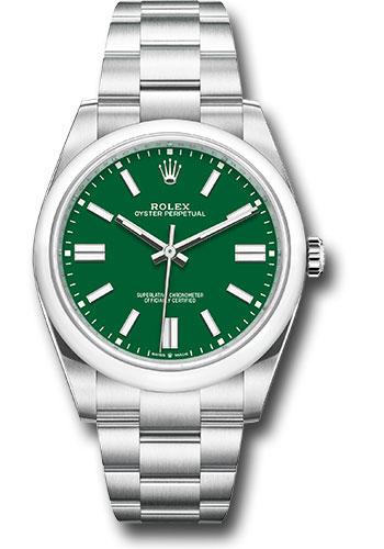 Rolex Oyster Perpetual 124300 41 Domed Bezel - Green Index Dial - Oyster Bracelet - 2020 Release - greio