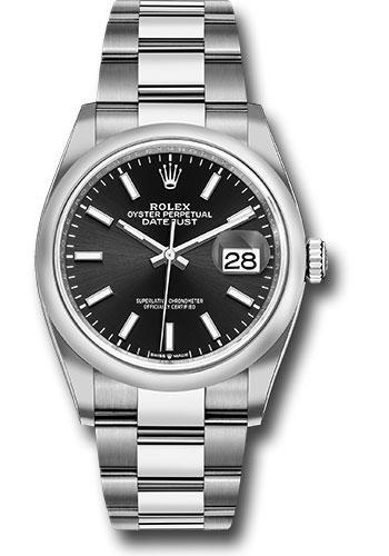 Rolex Datejust 126200 Steel 36 Domed Bezel - Black Index Dial - Oyster Bracelet - 2019 Release - bkio
