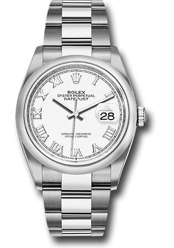 Rolex Datejust 126200 Steel 36 Domed Bezel - White Roman Dial - Oyster Bracelet - 2019 Release - wro