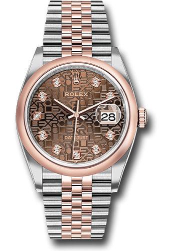 Rolex Datejust 126201 Steel and Everose Rolesor 36 Domed Bezel - Chocolate Jubilee Diamond Dial - Jubilee Bracelet - chojdj
