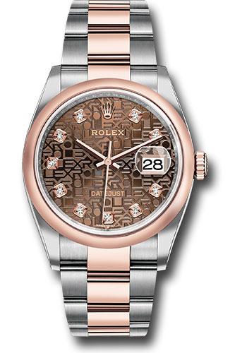 Rolex Datejust 126201 Steel and Everose Rolesor 36 Domed Bezel - Chocolate Jubilee Diamond Dial - Oyster Bracelet - chojdo