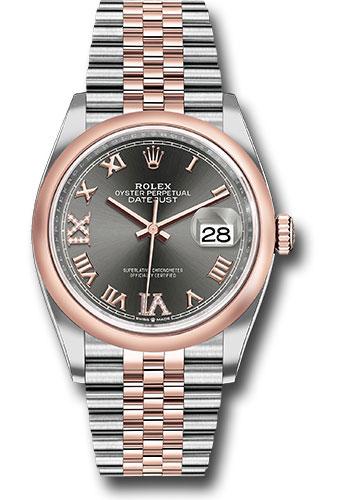 Rolex Datejust 126201 Steel and Everose Rolesor 36 Domed Bezel - Dark Rhodium Roman Dial - Jubilee Bracelet - dkrdr69j Main image