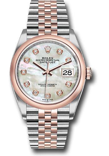 Rolex Datejust 126201 Steel and Everose Rolesor 36 Domed Bezel - White Mother-Of-Pearl Diamond Dial - Jubilee Bracelet - mdj Main image