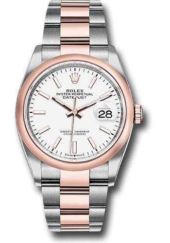 Rolex Datejust 126201 Steel and Everose Rolesor 36 Domed Bezel - White Index Dial - Oyster Bracelet - wio