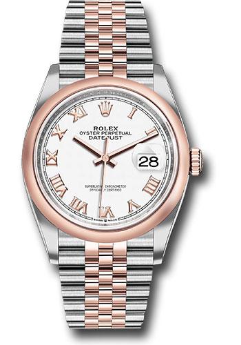 Rolex Datejust 126201 Steel and Everose Rolesor 36 Domed Bezel - White Roman Dial - Jubilee Bracelet - wrj Main image