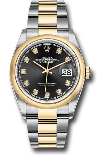 Rolex Datejust 126203 Steel and Yellow Gold Rolesor 36 Domed Bezel - Black Diamond Dial - Oyster Bracelet - bkdo Main image