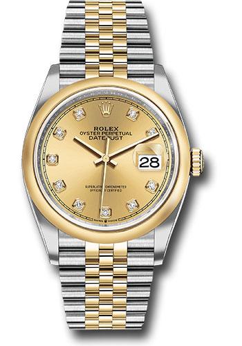 Rolex Datejust 126203 Steel and Yellow Gold Rolesor 36 Domed Bezel - Champagne Diamond Dial - Jubilee Bracelet - chdj