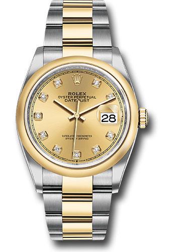 Rolex Datejust 126203 Steel and Yellow Gold Rolesor 36 Domed Bezel - Champagne Diamond Dial - Oyster Bracelet - chdo