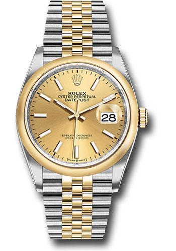 Rolex Datejust 126203 Steel and Yellow Gold Rolesor 36 Domed Bezel - Champagne Index Dial - Jubilee Bracelet - chij