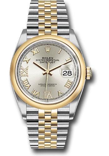 Rolex Datejust 126203 Steel and Yellow Gold Rolesor 36 Domed Bezel - Silver Roman Dial - Jubilee Bracelet - sdr69j