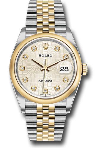 Rolex Datejust 126203 Steel and Yellow Gold Rolesor 36 Domed Bezel - Silver Jubilee Diamond Dial - Jubilee Bracelet - sjdj