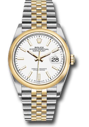 Rolex Datejust 126203 Steel and Yellow Gold Rolesor 36 Domed Bezel - White Index Dial - Jubilee Bracelet - wij