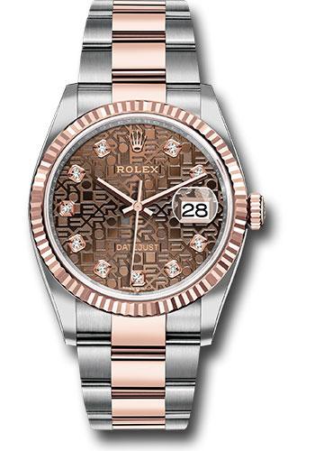 Rolex Datejust 126231 Steel and Everose Rolesor 36 Fluted Bezel - Chocolate Jubilee Diamond Dial - Oyster Bracelet - chojdo Main image