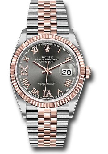 Rolex Datejust 126231 Steel and Everose Rolesor 36 Fluted Bezel - Dark Rhodium Roman Dial - Jubilee Bracelet - dkrdr69j Main image