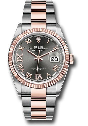 Rolex Datejust 126231 Steel and Everose Rolesor 36 Fluted Bezel - Dark Rhodium Roman Dial - Oyster Bracelet - dkrdr69o Main image