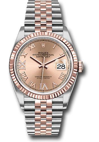 Rolex Datejust 126231 Steel and Everose Rolesor 36 Fluted Bezel - Rose Roman Dial - Jubilee Bracelet - rdr69j Main image