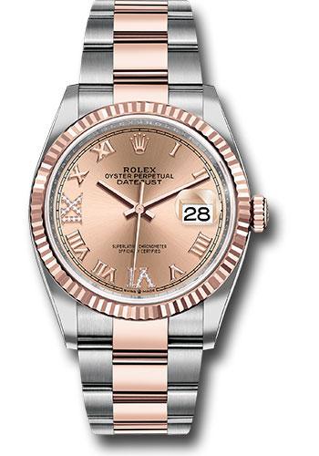 Rolex Datejust 126231 Steel and Everose Rolesor 36 Fluted Bezel - Rose Roman Dial - Oyster Bracelet - rdr69o