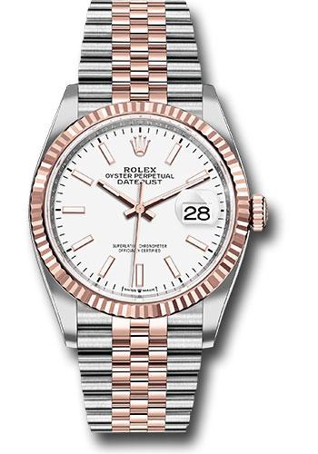 Rolex Datejust 126231 Steel and Everose Rolesor 36 Fluted Bezel - White Index Dial - Jubilee Bracelet - wij