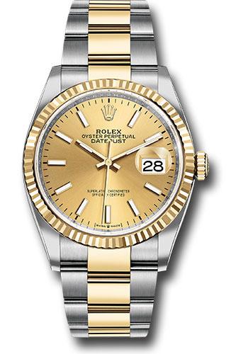Rolex Datejust 126233 Steel and Yellow Gold Rolesor 36 Fluted Bezel - Champagne Index Dial - Oyster Bracelet - chio Main image