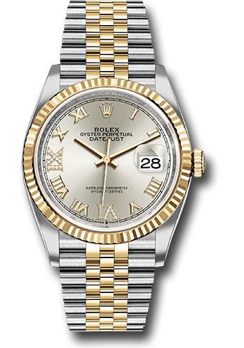 Rolex Datejust 126233 Steel and Yellow Gold Rolesor 36 Fluted Bezel - Silver Roman Dial - Jubilee Bracelet - sdr69j