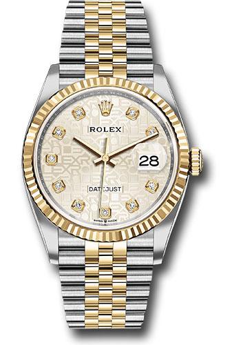 Rolex Datejust 126233 Steel and Yellow Gold Rolesor 36 Fluted Bezel - Silver Jubilee Diamond Dial - Jubilee Bracelet - sjdj