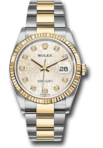 Rolex Datejust 126233 Steel and Yellow Gold Rolesor 36 Fluted Bezel - Silver Jubilee Diamond Dial - Oyster Bracelet - sjdo Main image