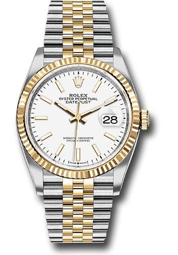 Rolex Datejust 126233 Steel and Yellow Gold Rolesor 36 Fluted Bezel - White Index Dial - Jubilee Bracelet - wij Main image