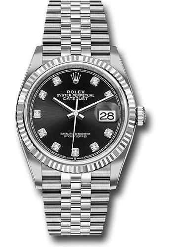Rolex Datejust 126234 Steel 36 Fluted Bezel - Black Diamond Dial - Jubilee Bracelet - 2019 Release - bkdj